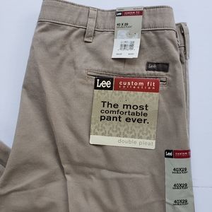 LEE Men's Double Pleat Comfort Fit Waist Khakis